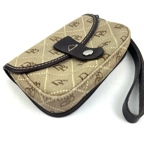 Dooney & Bourke Wristlet Brown Canvas Leather Signature Clutch Made In USA - Picture 2 of 10